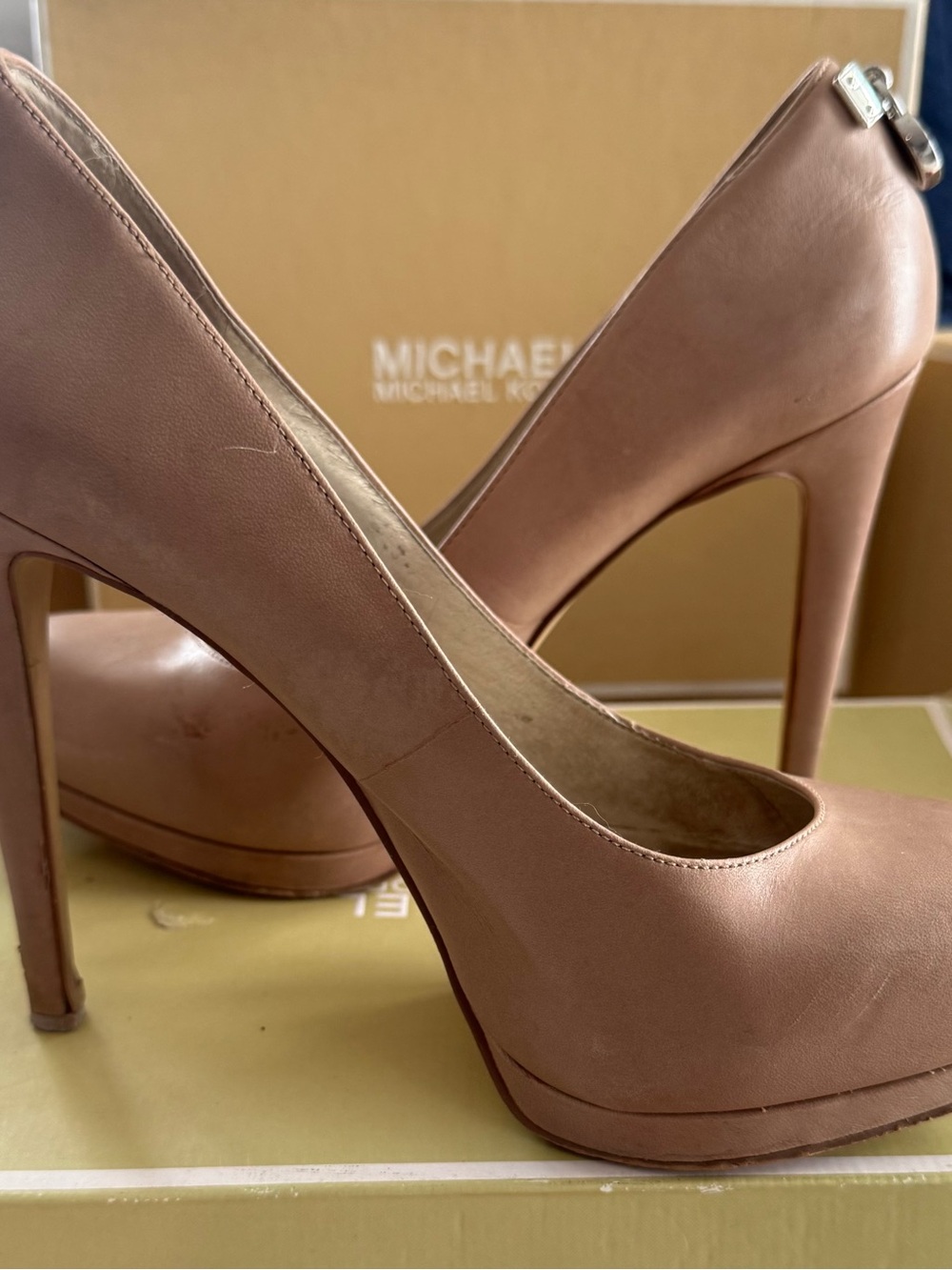 Michael Kors Rose Taupe Leather High Heel Pumps